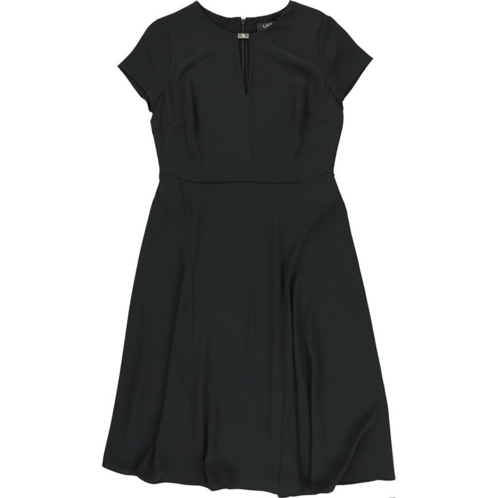 Ralph Lauren Womens Belted Midi Dress, Black, 12, DM